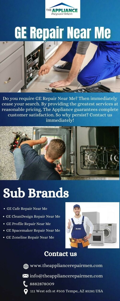 Do you need GE Repair Near Me? Then stop your search right now. The Appliance ensures 100% client satisfaction by offering the best services at competitive prices. Why then wait? Call us right away!
https://rctechnician.theappliancerepairmen.com/brands/detail/ge-repair-near-me
