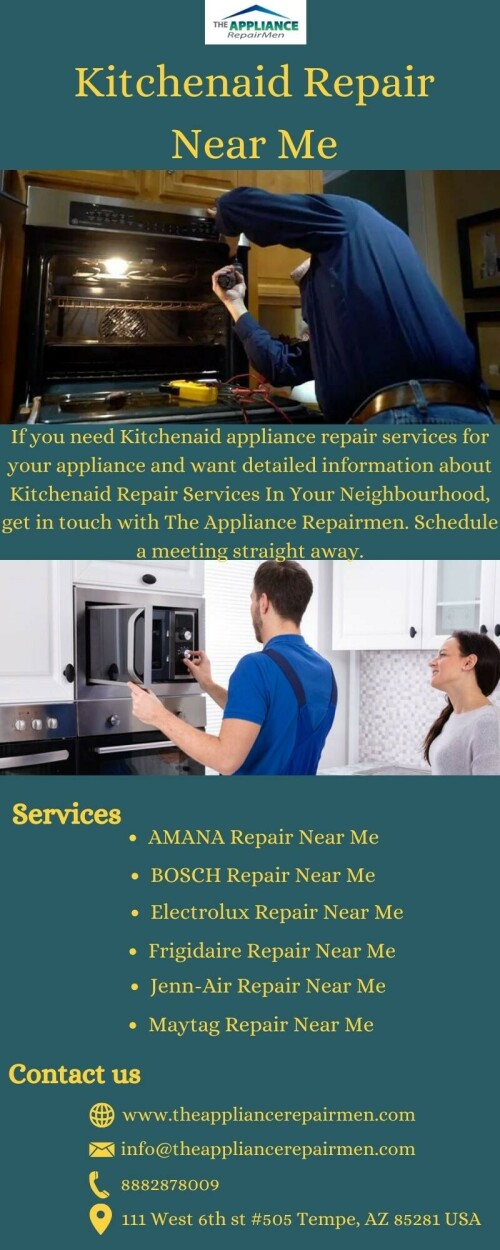 Get in contact with The Appliance Repairmen if you require Kitchenaid appliance repair services for your appliance and get specific information about Kitchenaid Repair Services In Your Neighbourhood. Make an appointment right now.
https://rctechnician.theappliancerepairmen.com/brands/detail/kitchenaid-repair-near-me