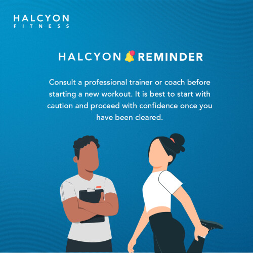Taking the first step towards a new workout routine?
Ensure your safety and maximize your results by seeking guidance from a qualified trainer or coach.

Like and follow Halcyon Fitness for more Fitness Reminder posts like this, or contact us now to book your appointment:
Globe: 0917 656 2363
Smart: 0919 436 3582

#halcyon #halcyonfitness #fitness #motivate #exercise #workout #pilates #PhysicalTherapy #StottPilates #RehabPilates #rehabilitativePilates #BackCare #FatLoss #FatLossProgram #HomeExercisePlan #SeniorsWorkOut # #SportsConditioning #makati #metromanila #ncr