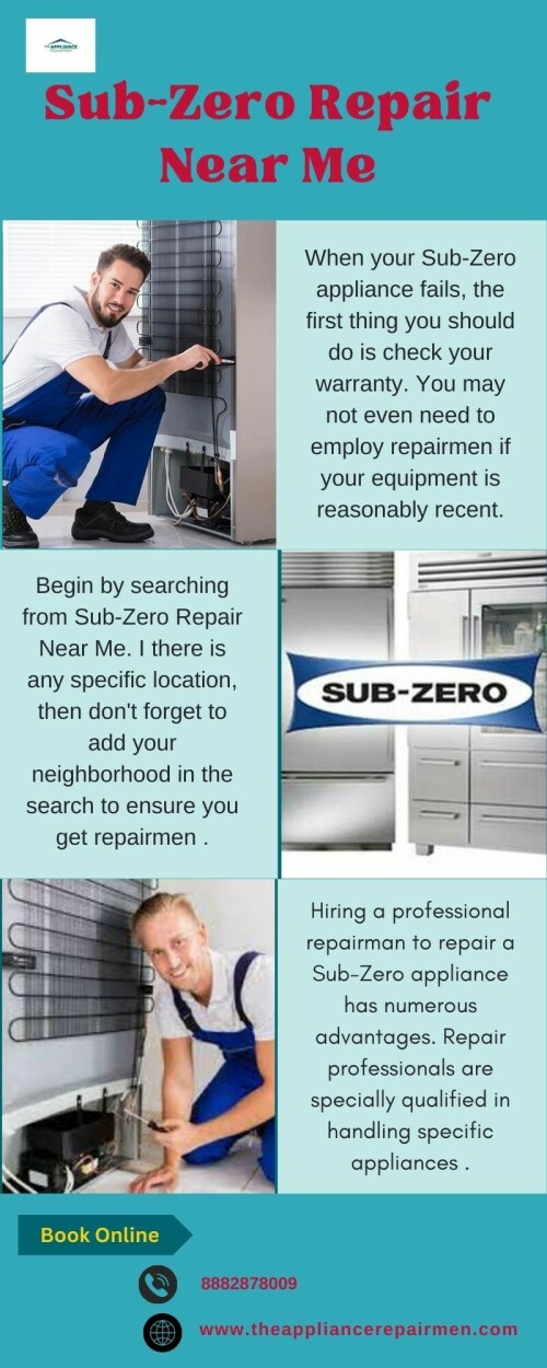 Do your Sub-Zero appliances appear to be sick? Don't worry! Any problem, no matter how tiny, can be handled by the helpful local appliance repairmen. When you're desperately looking for Sub-Zero Repair Near Me, keep in mind that our team of qualified professionals is prepared to come to your assistance and has all the gear they need on hand.
https://rctechnician.theappliancerepairmen.com/brands/detail/sub-zero-repair-near-me