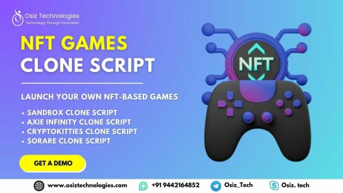 The future of #gaming is here and now!

With Osiz's readymade #NFT games clone script, building your own NFT gaming platform like Axie Infinity or Cryptokitties is easier and more accessible than ever. Experience the latest #P2E gaming features and functionalities today!

Reach out to us today and start building your gaming platform now >> https://bit.ly/3tv8dUf

#NFTGames #Games #NFTGamesClone #Game #Gamers #Blockchain #India #Usa #Uk #Uae #venezuela #Business #Startups #Entrepreneur
