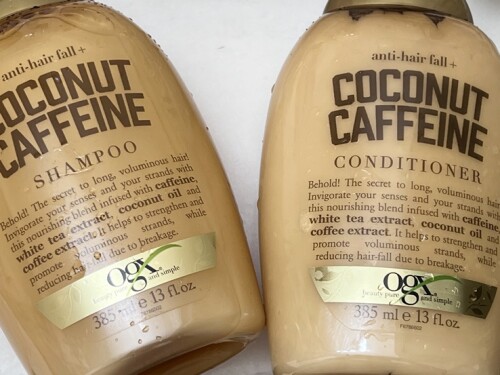 OGX Anti Hair Fall Coconut Caffeine Strengthening Shampoo and Conditioner