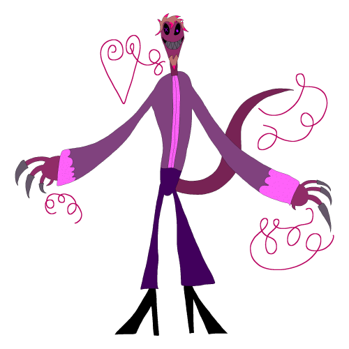 A demon overlord from the lust ring and has a major love for Alastor due to the violence Alastor does, often broadcasting his own kills on the internet to assert his dominance in the pride ring.