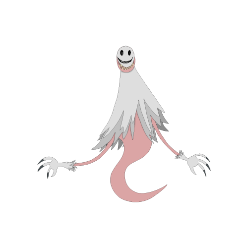 It was made from combining a paper ghost with a puppet soul. Obviously one of the more common enemies, it is very fast but lacks strength. It can make itself look like one of the hanging ghost decorations scattered across the rooms at random.
4'6