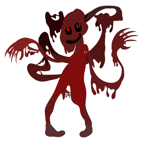 He can change color, limited to only shades of red (not including pinks). He wears no clothing, using his color changing ability to make it appear that he is. Just because he isn't human doesn't mean he's disrespectful. His family is mostly reds, Pinks, and Purples. Him and his family are held in captivity, in a woodland containment cell equipped with a weather system as well as a day/night cycle. They are aware of being in containment, but have enough room to roam and enough food that they don't mind.
6'3