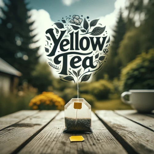 DALLE-2024-04-06-17.53.26---A-tea-bag-placed-on-a-wooden-table-outdoors-surrounded-by-nature.-Above-the-tea-bag-the-words-Yellow-tea-are-written-in-a-stylized-font.-The-scene.webp