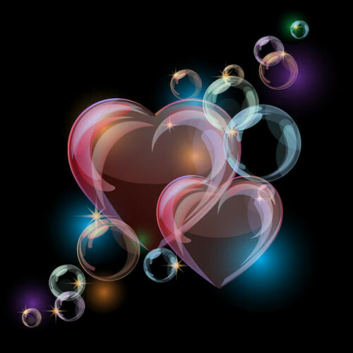 romantic background with colorful bubble hearts shapes black 149267 125
