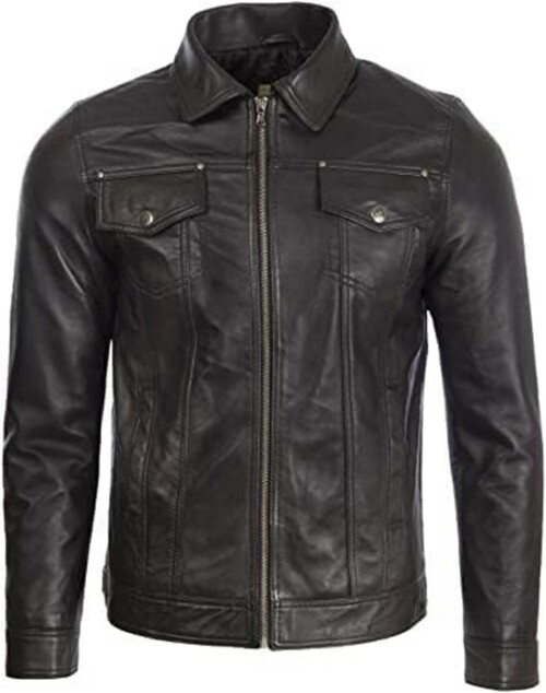 The Jasperz Classic Lambskin Jacket For Men Geniune Leather Motorbike Shirt Style Collar Jacket With